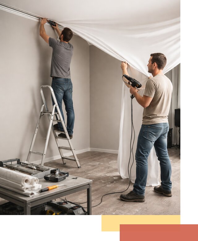 Монтаж натяжного потолка в студии в Алейске