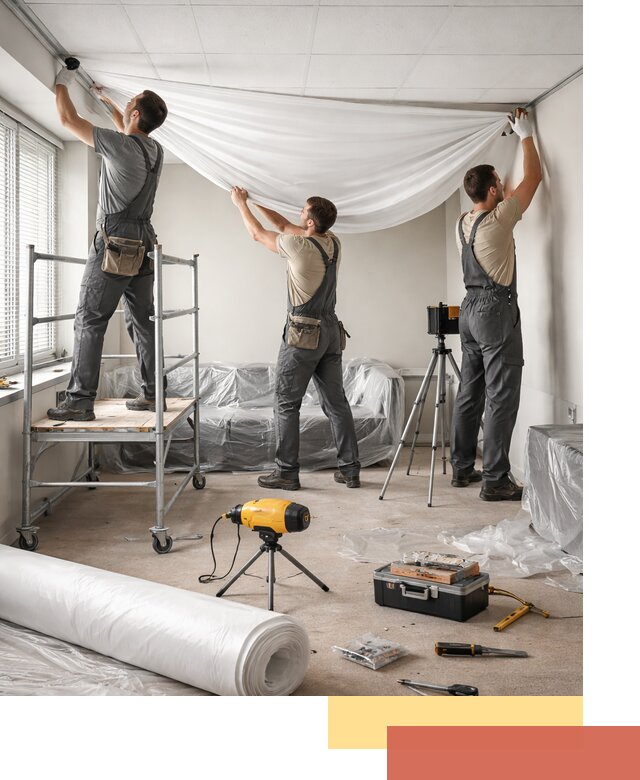 Монтаж натяжного потолка в офисе в Алейске