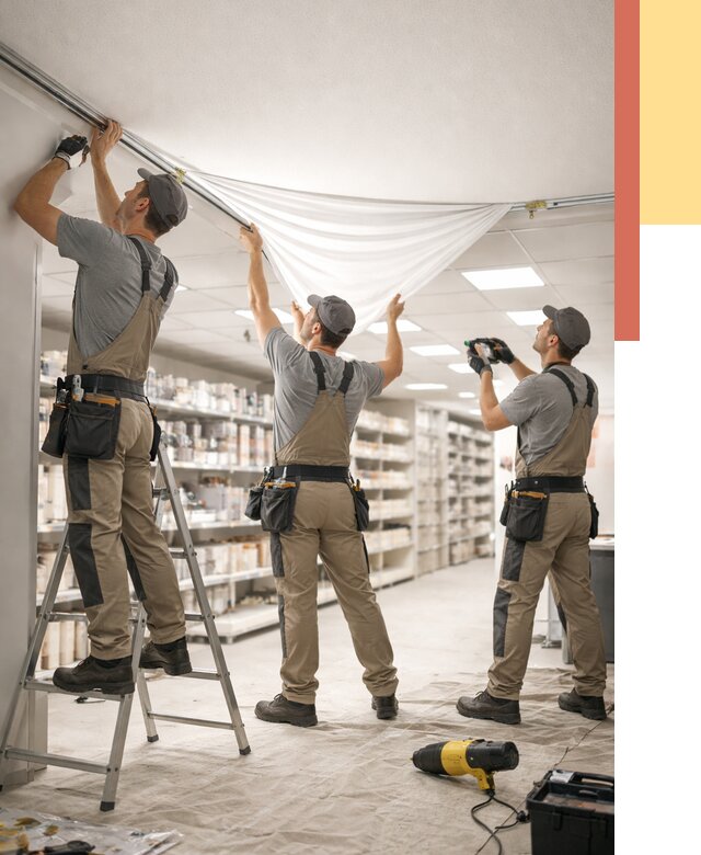 Монтаж натяжного потолка в магазине в Алейске от 4640 руб. быстро и недорого | ОТДЕЛОЧНИК-Лук