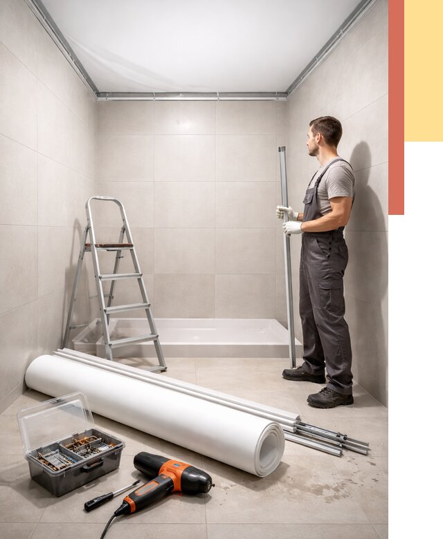 Монтаж натяжного потолка в санузле в Алейске от 1908 руб. — ОТДЕЛОЧНИК-Лук