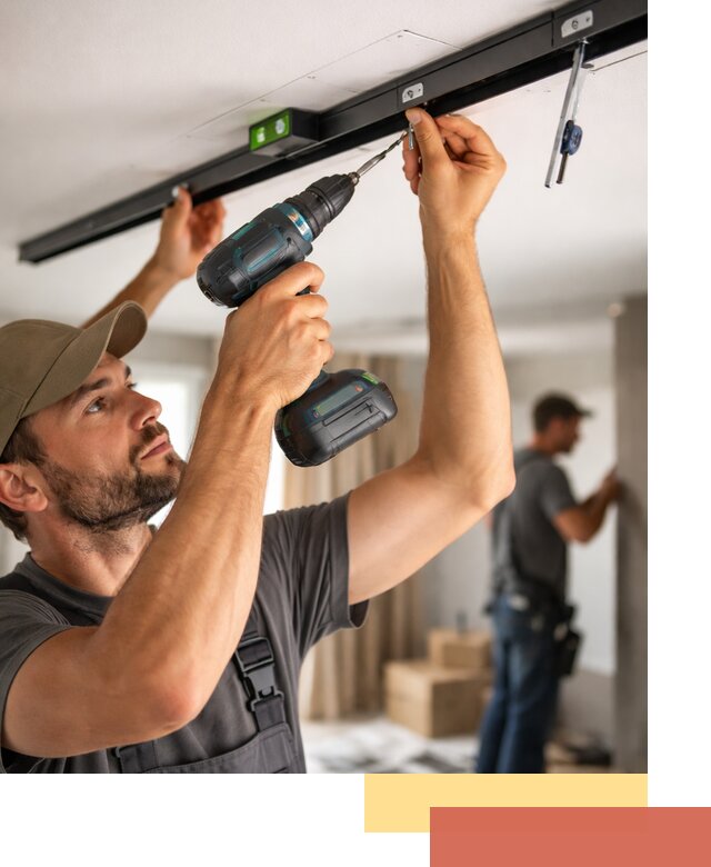 Установка трековых светильников в натяжной потолок в Алейске