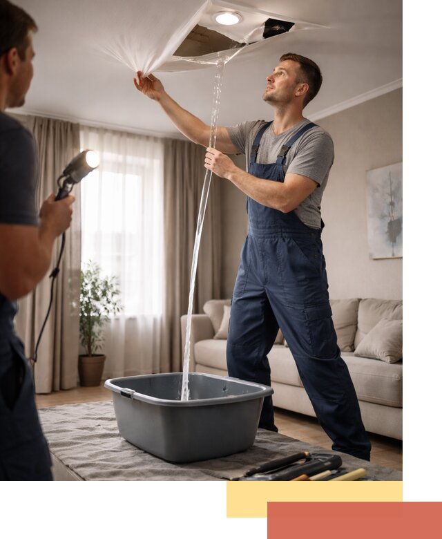 Слив воды с натяжного потолка в Алейске быстро и аккуратно