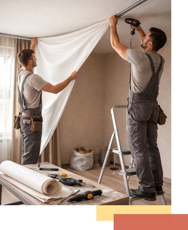 Замена полотна натяжного потолка в Алейске быстро и качественно