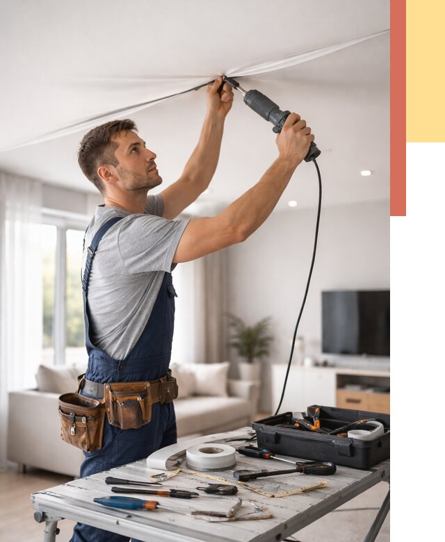 Ремонт натяжных потолков в Алейске от 9795 руб. под ключ — ОТДЕЛОЧНИК-Лук