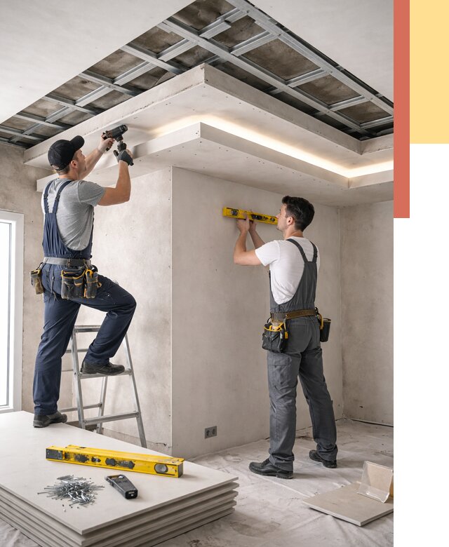 Двухуровневый потолок из гипсокартона в Алейске от 1495 руб. под ключ | ОТДЕЛОЧНИК-Лук