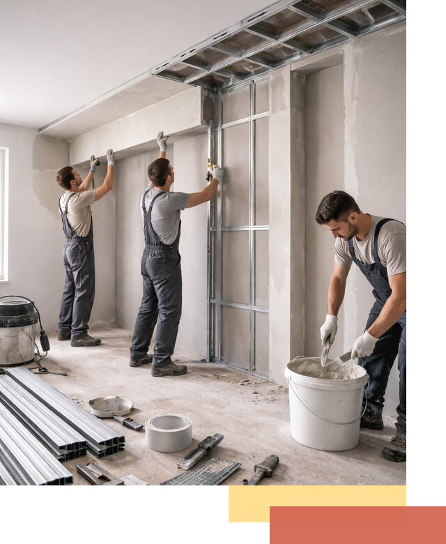 Монтаж потолка из гипсокартона с нишей в Алейске