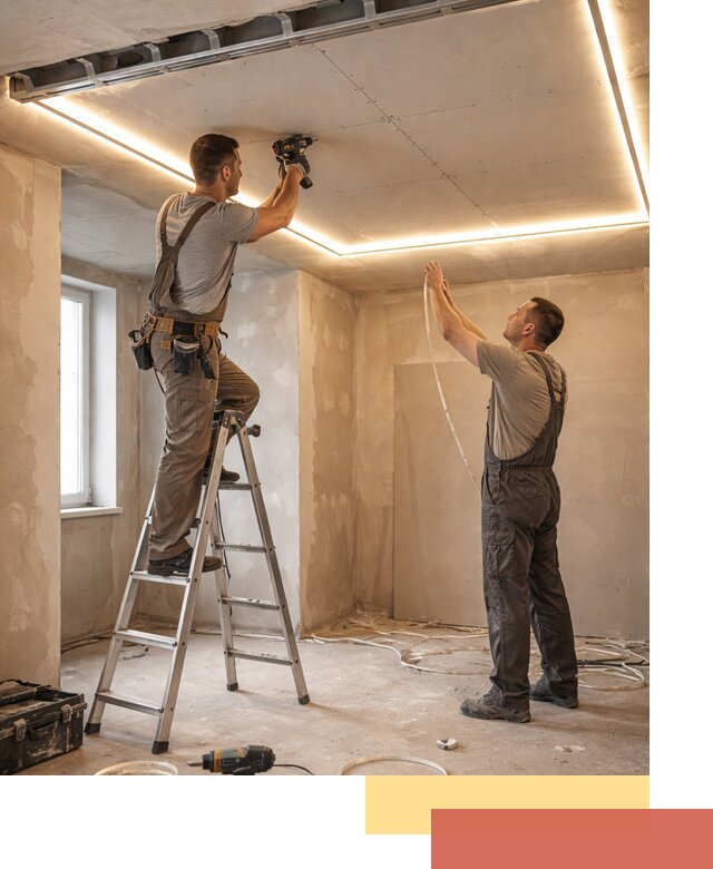 Потолок из гипсокартона с подсветкой в Алейске