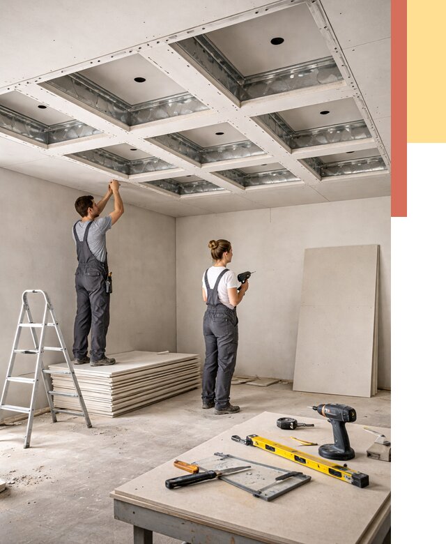 Кессонный потолок из гипсокартона в Алейске от 1908 руб. — монтаж и под ключ | ОТДЕЛОЧНИК-Лук