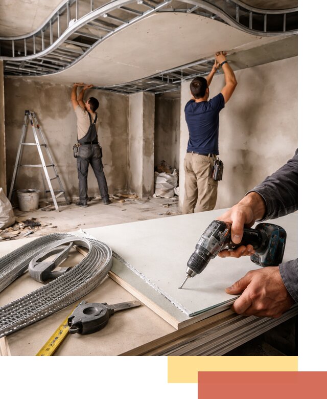 Криволинейный потолок из гипсокартона в Алейске — монтаж и отделка