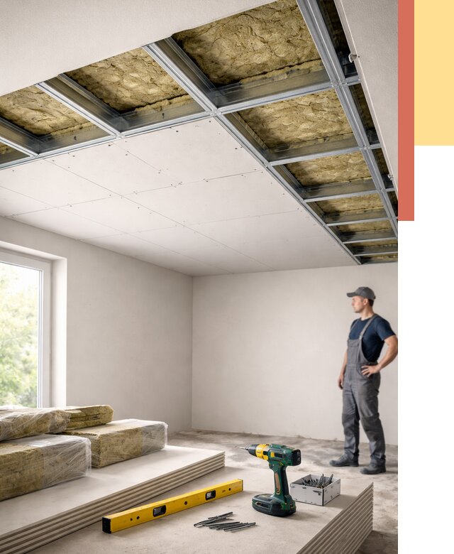 Звукоизоляция потолка ГКЛ в Алейске от 980 руб. — монтаж под ключ | ОТДЕЛОЧНИК-Лук