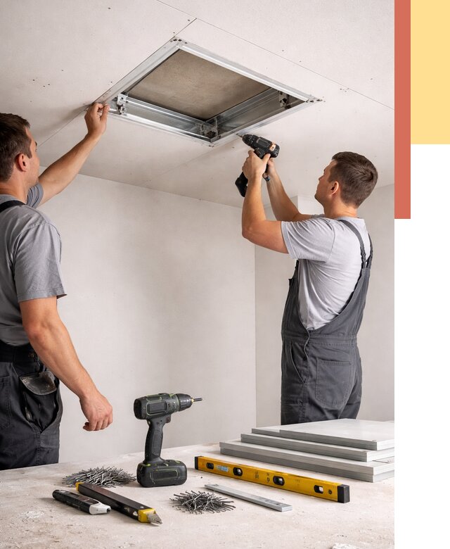 Установка люка в потолок ГКЛ в Алейске от 2578 руб. под ключ | ОТДЕЛОЧНИК-Лук