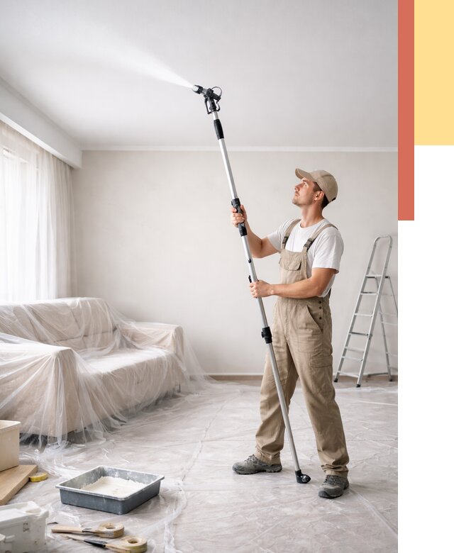 Покраска потолка краскопультом в Алейске от 4640 руб. быстро и недорого | ОТДЕЛОЧНИК-Лук